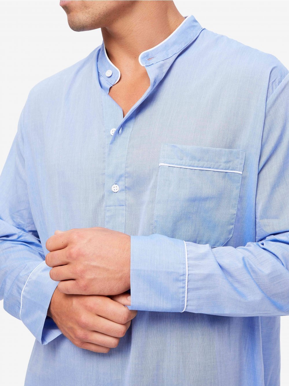 DEREK ROSE Amalfi Men's Nightshirt BATISTE BLUE - Henry Bucks