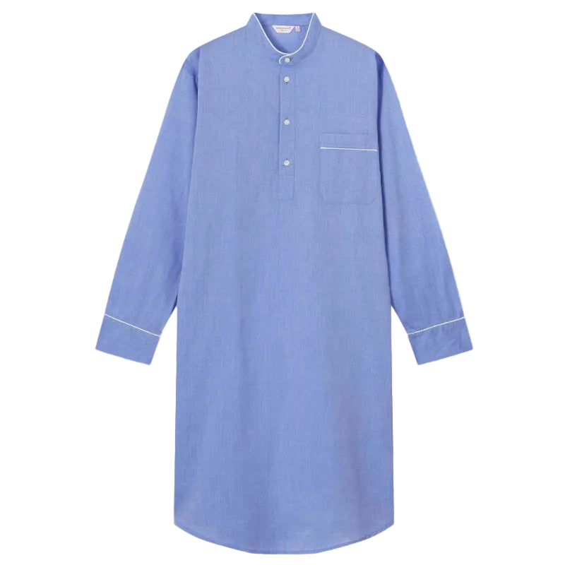DEREK ROSE Amalfi Men's Nightshirt BATISTE BLUE - Henry Bucks