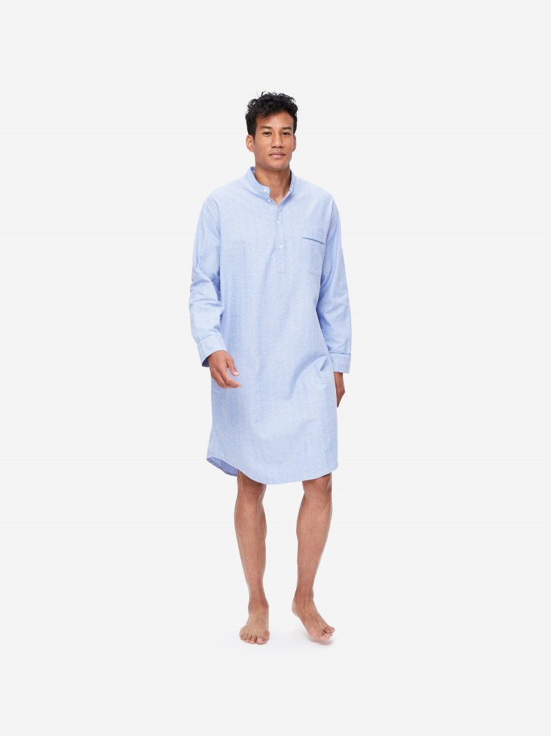 DEREK ROSE ARRAN 24 NIGHTSHIRT BLUE - Henry Bucks