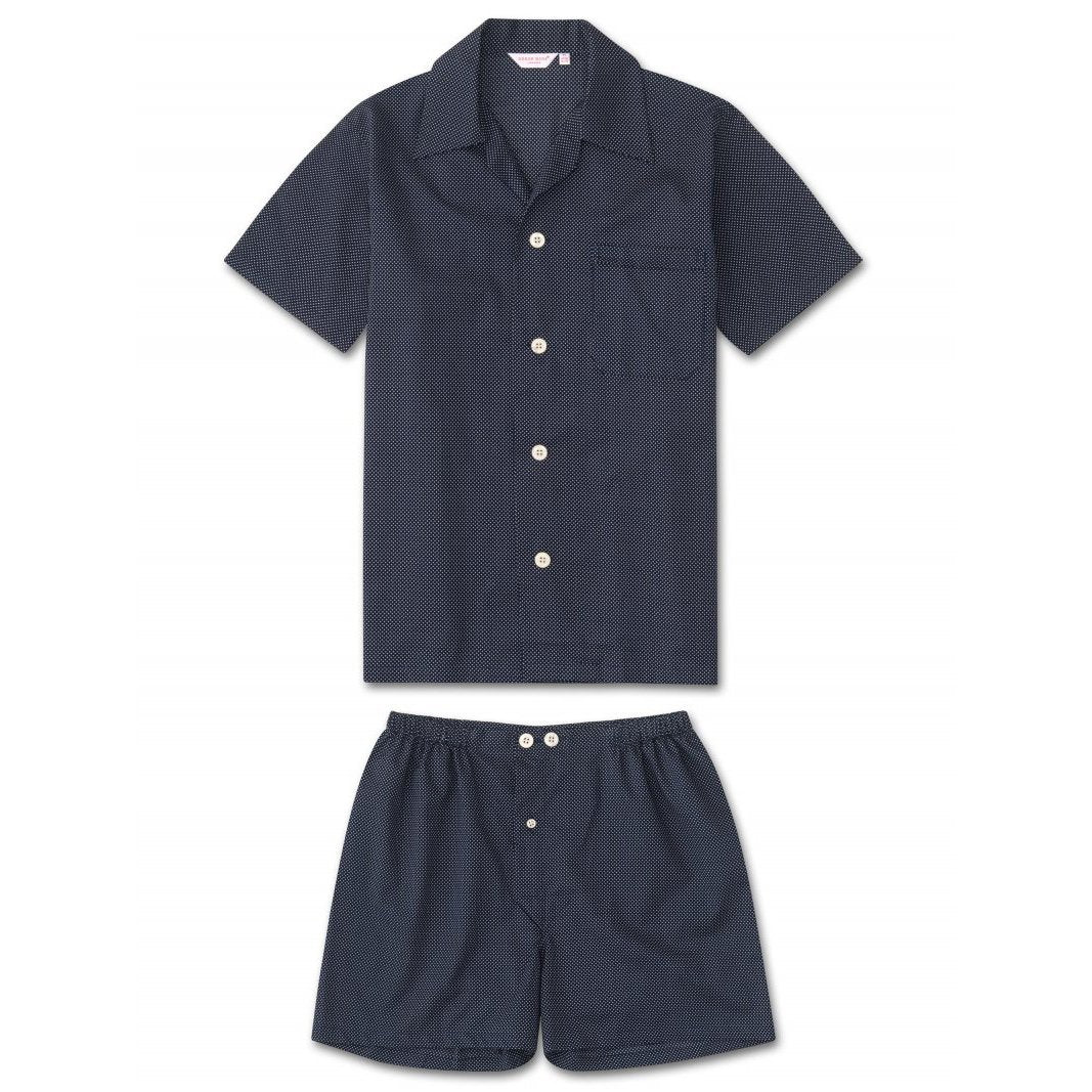 DEREK ROSE Cotton Short Pyjama NAVY - Henry Bucks