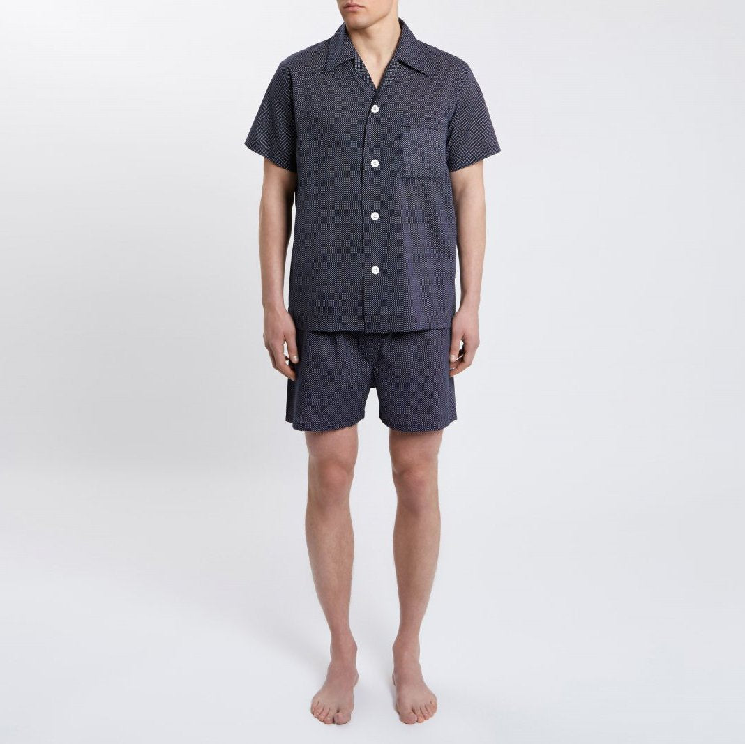 DEREK ROSE Cotton Short Pyjama NAVY - Henry Bucks
