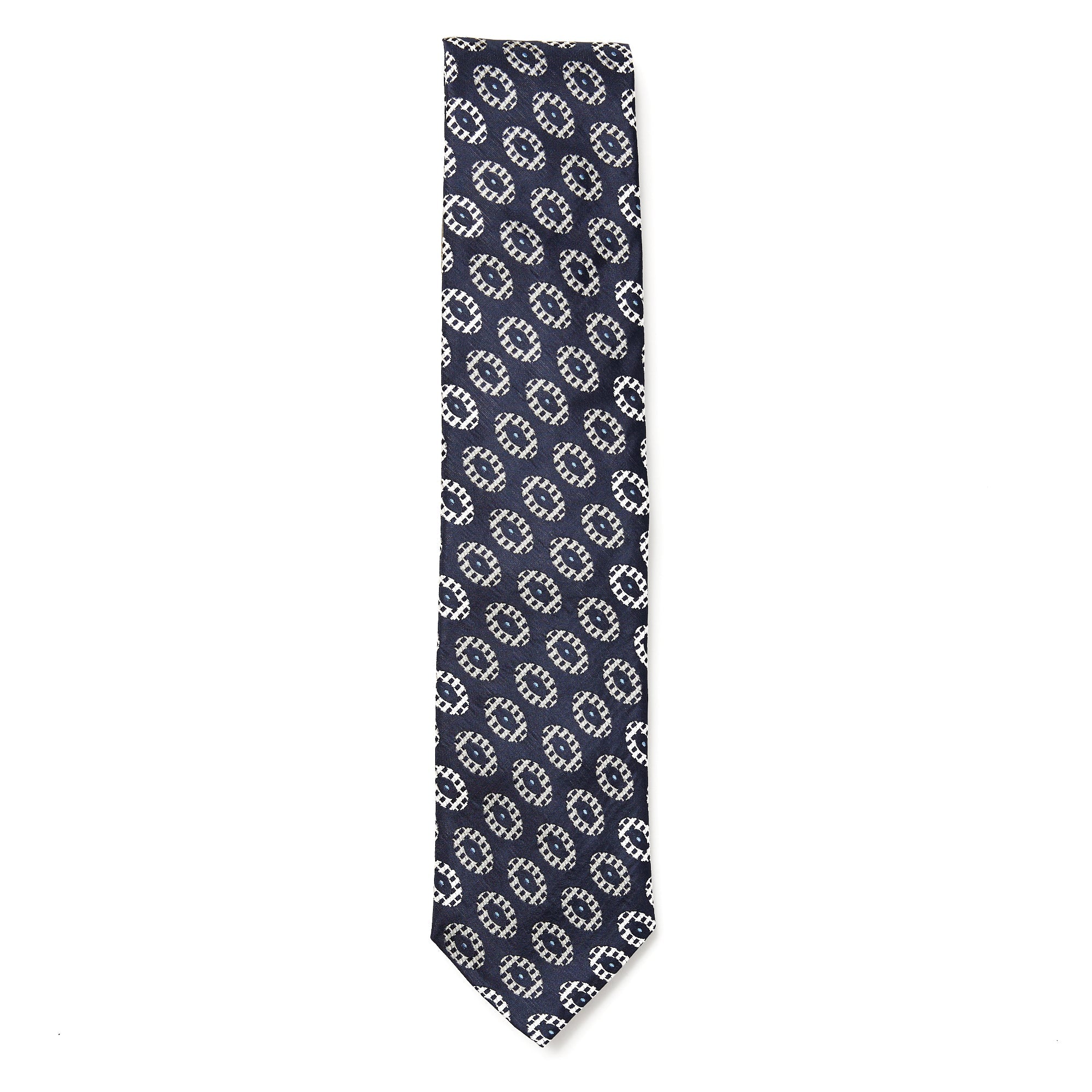 HENRY SARTORIAL 3 Fold Silk Platinum Tie NAVY - Henry Bucks
