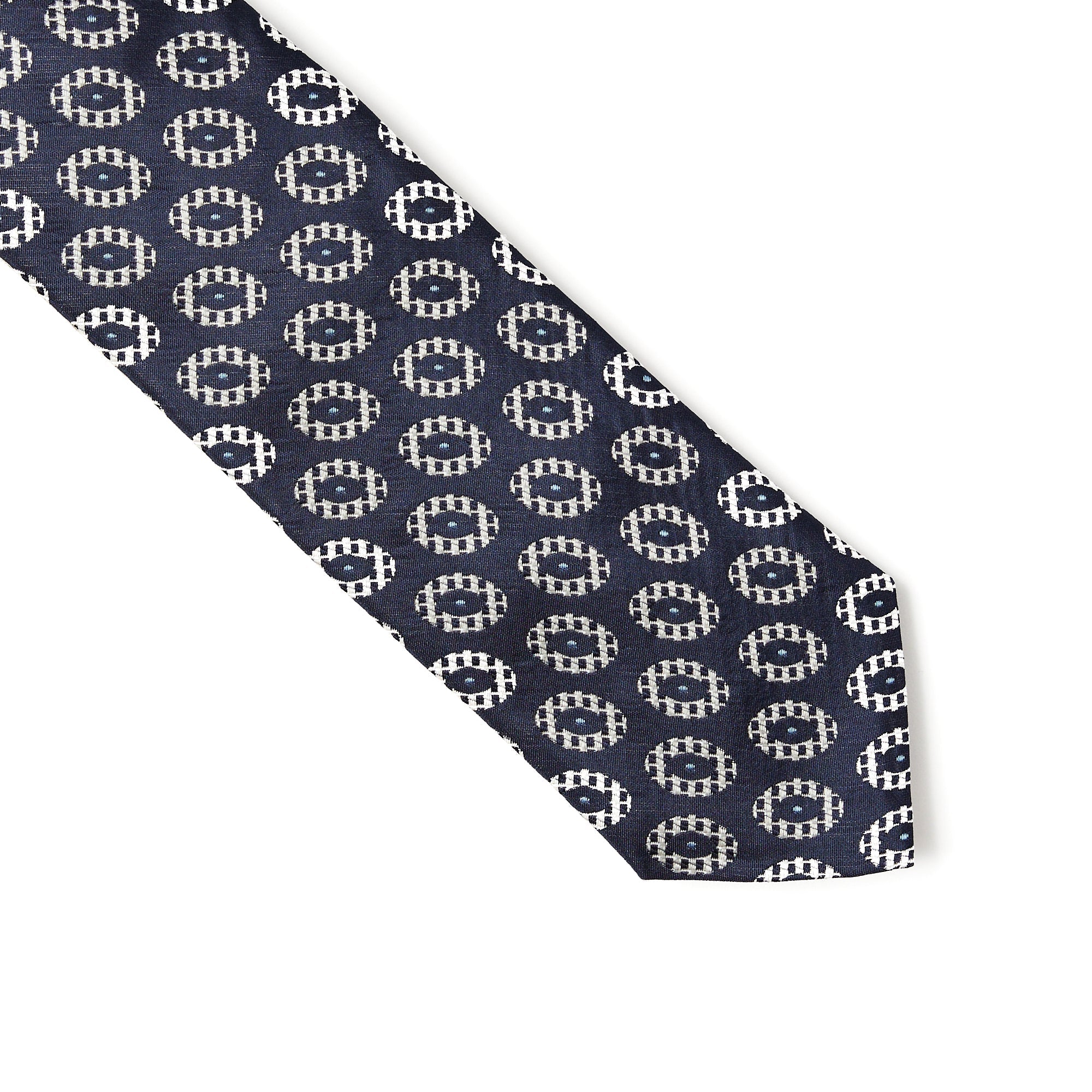 HENRY SARTORIAL 3 Fold Silk Platinum Tie NAVY - Henry Bucks