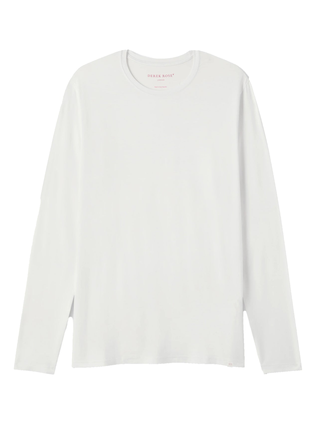 DEREK ROSE Basel Micro Modal Stretch Men's Long Sleeve T-Shirt WHITE