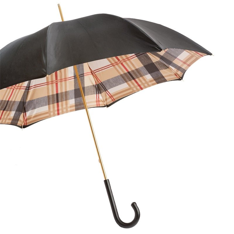 PASOTTI TARTAN LINED UMBRELLA BLACK (Online only)* - Henry Bucks