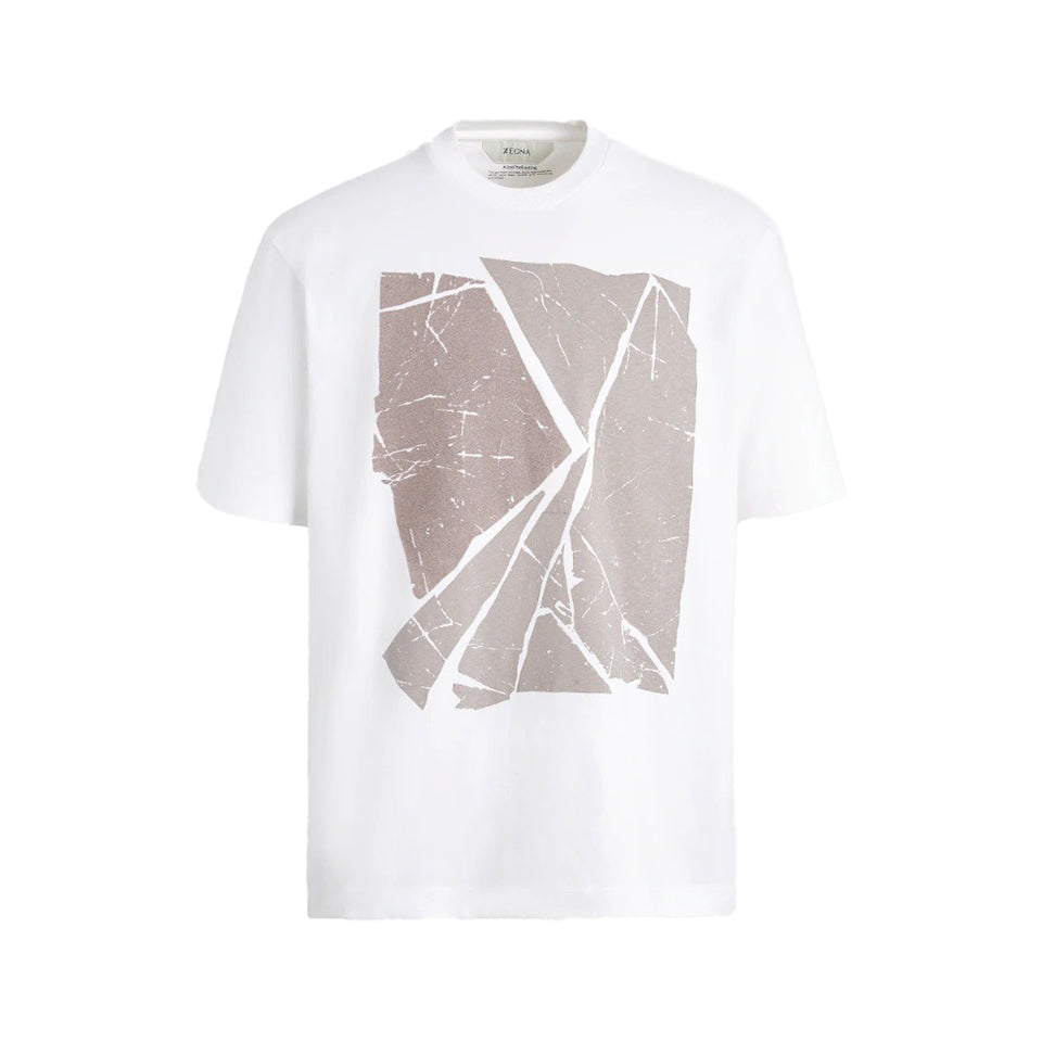 ZEGNA #USETHEEXISTING™ Recycled Placed Printed T-Shirt White