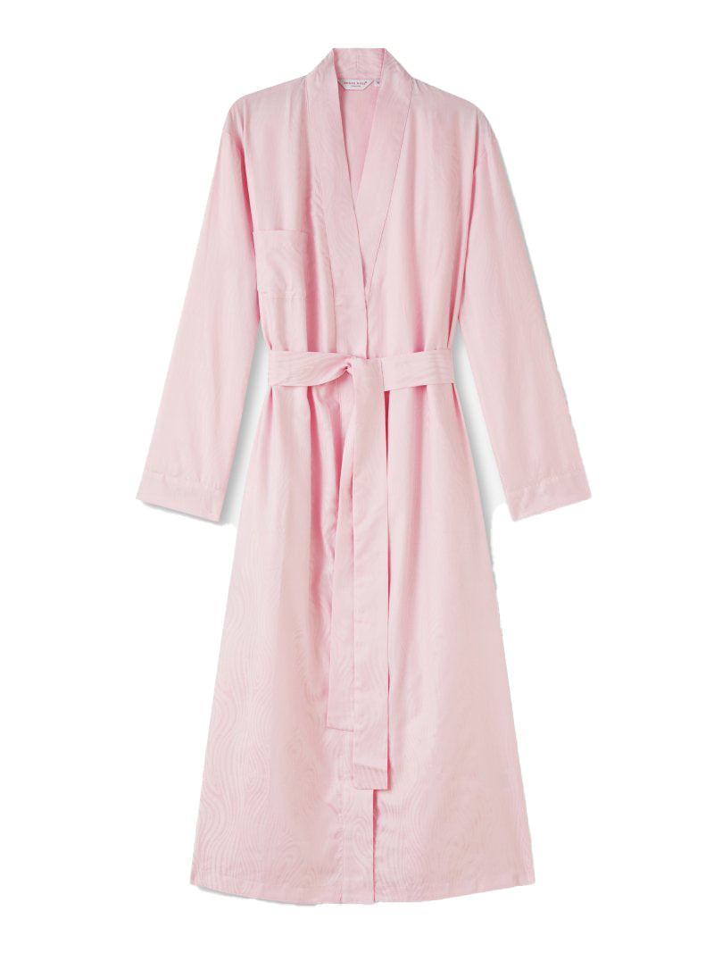 DEREK ROSE Paris 20 Cotton Jacquard Women's Long Dressing Gown PINK